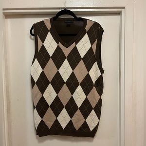 Brown, Tan,.Cream colored sweater vest